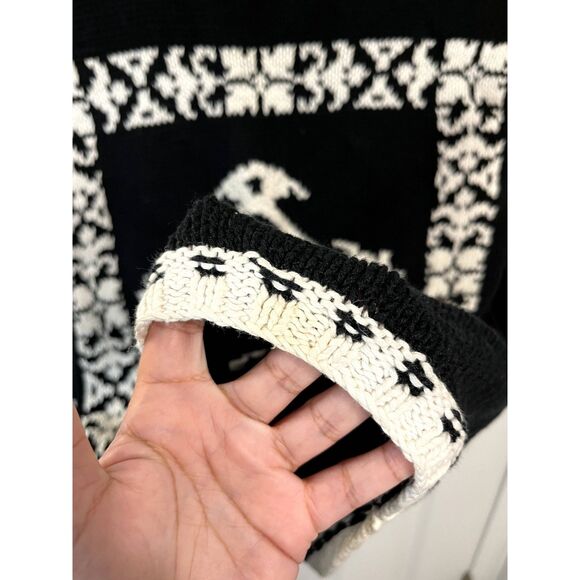 Vintage Sk Wear Black & White Geometric Ramie Blend Sweater Size Small Petite - Picture 4 of 8
